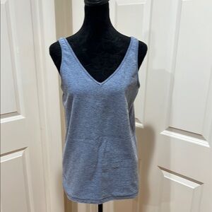 E by Eloise, woman’s, sleeveless, blue/gray, v-neck, tank top. Size large.